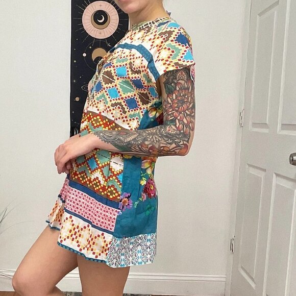 Johnny Was Batwing Sleeve Floral Mini Dress Size M Multicolor - Picture 4 of 6